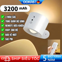 [COD]OOKAS 3200MAH Đèn ngủ LED không dây treo tường từ tính 360° Xoay có thể điều chỉnh độ sáng chạy