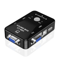 KVM Switch, 2 พอร์ต, กล่องสวิตช์ VGA 2 ทาง, พร้อมเมาส์ USB 2.0 และคีย์บอร์ด, คู่มือ, เหมาะสำหรับการเ