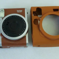 Silicone Rubber Camera Case Bag Cover For FUJIFILM Instax Mini 90 mini90 Color Black Light Brown
