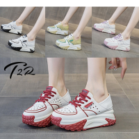 T2R-正韓空運-真皮打洞透氣設計可當拖鞋內增高老爹鞋-增高約7公分-黑/紅/綠/紫