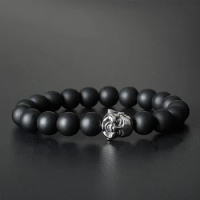 Feng Shui Obsidian Stone Beads Bracelet Men Women Unisex Wristband Black Laughing Buddha Wealth and Good Luck Color Bracelets