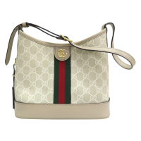 【二手名牌BRAND OFF】GUCCI 古馳 米色 雙G 皮革 Ophidia 小號 肩背包 781402