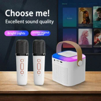 Portable Wireless Dual Microphone Karaoke Machine Bluetooth PA Speaker KTV DSP System HIFI Stereo So