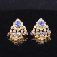 Customized Jewelry Luxury Jewelry 22K Yellow Gold Earring With Moissanite And Sapphire Drop Earrings Gift For Lover And Women
