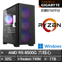 GIGABYTE技嘉 B650平台【四聖白虎】R5-8500G六核娛樂效能Win11Pro主機(32G/1TB)