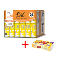 【春風】超細柔抽取式衛生紙 110抽x24包/串+一秒抽廚房紙巾 60抽*1包