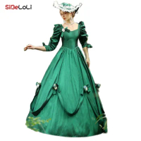 Solid Green Bow Victorian Southern Belle Old West Saloon Girl Fairytale Princess Dress Theater Costume