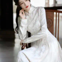 2024 autumn new Chinese women fairy dress vietnam aodai women elegant party dress female oriental ao dai vintage clothing a647