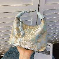 Beg vintage gaya Cina baru beg wanita beg sutera jeans fesyen sederhana bahu beg