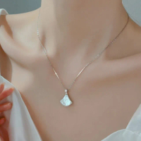 【MoonDy】珍珠貝殼項鍊 銀飾品 韓國飾品 結婚禮物 純銀項鍊 造型珍珠項鍊 新娘飾品 情人節禮物