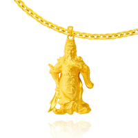 【金緻品】黃金墜子 武關公 1.68錢(硬金工藝 9999純金墜飾 男士 關羽 關雲長 武財神 避邪 保平安)