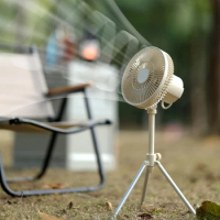 Camping Fan with LED Light 10000mAh Powered Fan Portable Outdoor Tent Fan with Tripod 5-Speeds for Fishing