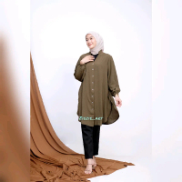 Tunik INARA-Tunik MEISA-Tunik polos premium-Long tunik-Tunik jumbo. Kancing Muslim Panjang Airflow V