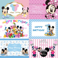 Cartoon Mickey Mouse Photograhy Background Custom Kids Birthday Party Backdrop for Photo Studio Baby Shower Banner