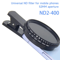 Penapis ND Boleh Ubah, dengan Klip, untuk Telefon Bimbit, Boleh Dilaraskan dari ND2-400, 52mm, Sesua