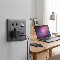 Jowenty Black Universal International Wall Socket 13A Standard USB Socket Panel 5-pin Electrical Wal