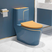 2022 latest bathroom sanitary ware water closet one piece bule color toilet bowl ceramic round bathroom wc toilet