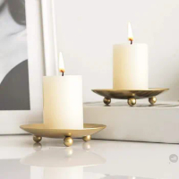 50pcs Iron Plate Candle Holder, Pedestal Candle Stand for LED &amp; Wax Candles, Incense Cones, Spa, Wedding Home Decorative