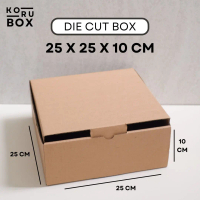 Kardus 25x25x10 cm Die Cut Mailer Box Dus Karton Polos Tanpa Sablon - Bahan B Flute Cokelat