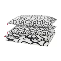 SÖTRÖNN 被套附2個枕頭套, 白色/黑色/具圖案, 200x200/50x80 公分