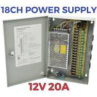 New Arrivals x POWER SUPPLY DC12V 20A with security metal box key type 18 CH channel for CCTV Alarm 