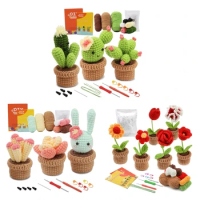 Crochet Pot Plant Kits, Knitting Kits with Yarn, Crochet Hooks, Instructions