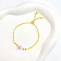 Gelang Rantai Manik Kupu Kristal Bening Warna Cristal Bracelet Adjustable Gelang Kupu Kupu Cantik
