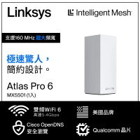 【Linksys】Atlas pro 6 AX5400 雙頻 Mesh Wifi 路由器/分享器(MX5501-AH)