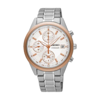 【SEIKO 精工】三眼計時男錶 不鏽鋼錶帶 白 防水50米 日期顯示(SNDV56P1)