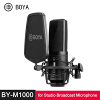BOYA BY M800 M1000 Large Diaphragm Microphone Low-cut Filter Cardioid Condenser Mic for Studio Broadcast Live Vlog Video Mic