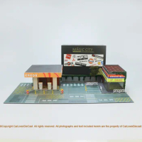 **Preoder**Magic City 1:64 Japanese ENEOS gas station&amp;medieval car showroom Model Garage Diorama