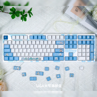 [Affordable][ Great Pain ] Snow Future Hatsune Fufu Miku Keycap Mechanical Keyboard PBT Sublimation 