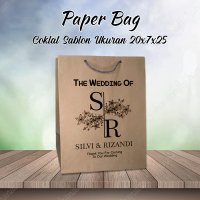 PAPER BAG COKLAT UKURAN 20x7x25 CUSTOM SABLON  | Tas Souvenir