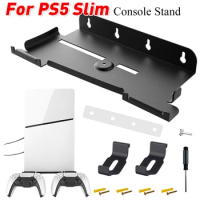Wall Mounted Console Stand For PS5 Slim Holder with 2 Controller Mounts Vertical Stand Storage Bracket for PlayStation5 Slim