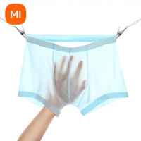 Xiaomi 3pcs Men's Ice Sexy Silk Underwear Thin Traceless Breathable Sexy Flat Leg Pants with Four Corner Bottom