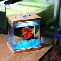 斗魚缸桌面辦公室客廳小型迷你玻璃水族箱【櫻田川島】