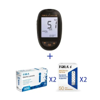 台灣製造 - Fora 6 多功能血糖機 + Fora採血針(100支) + Fora三合一(血糖/血比容/血紅蛋白)試紙(100張) – 快速準確測量三大健康指數 適用於關注血糖人士   