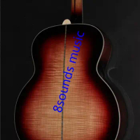 free shipping custom vintage AAA flame maple solid spruce jumbo vine inlay acoustic guitar double pickguard profession Guitarra