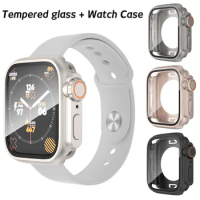 Glass + Cover For Apple Watch Case 45mm 41mm 44mm 40mm Tempered Screen Protector Protective Shell For iWatch Series 7 8 SE 6 5 4