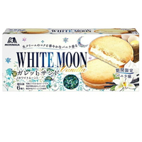 【江戶物語】(特價) MORINAGA 森永 MOON 期間限定 香草風味夾心派 6入 奶油派 蛋糕 白色月光 日本原裝