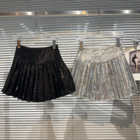 Bling Bling Sequins A-Line Pleated Mini Skirt