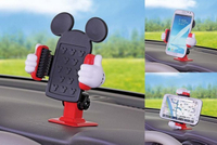 權世界@汽車用品 日本 NAPOLEX Disney 米奇黏貼式 多爪軟質夾具大螢幕手機專用架 WD-275