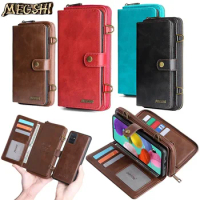Magnetic Flip Leather Phone Case for Samsung Galaxy A14 A34 A54 A13 A23 A33 A53 A73 A52 A72 A51 Zipper Wallet Card Cover Coque