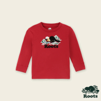【Roots】Roots 小童-冬日海狸系列 佳節海狸長袖T恤(紅色)