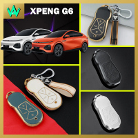 XPENG G6 Key Cover TPU Aluminium Alloy Genuine Leather Chrome Key Case Holder G6