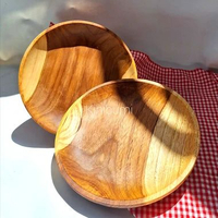 Piring Kayu Jati Bulat Piring Makan Wooden Plate Teak 15 cm