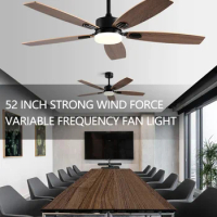 Wooden 42/52 inch 3/5 blade pure copper electric ceiling fan with 18W LED light and remote control restaurant LED fan light