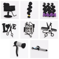 1PC Barber Shop Series Croc Charms PVC Shoes Accessories Decorations Jibz Charms for Croc Clogs Women Girl Gift