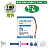 Battery 600mAh For 70mai Smart Dash Cam 1S / Midrive D06, D07, For Xiaomi 70mai M300 Vehicle Camera Recorder 3 Wire Plug
