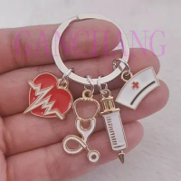 New Medical Tool Keychain Charms Syringe Stethoscope Key Ring Nurse's Day Gift Souvenir DIY Accessories